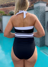 one piece bandeau stripes